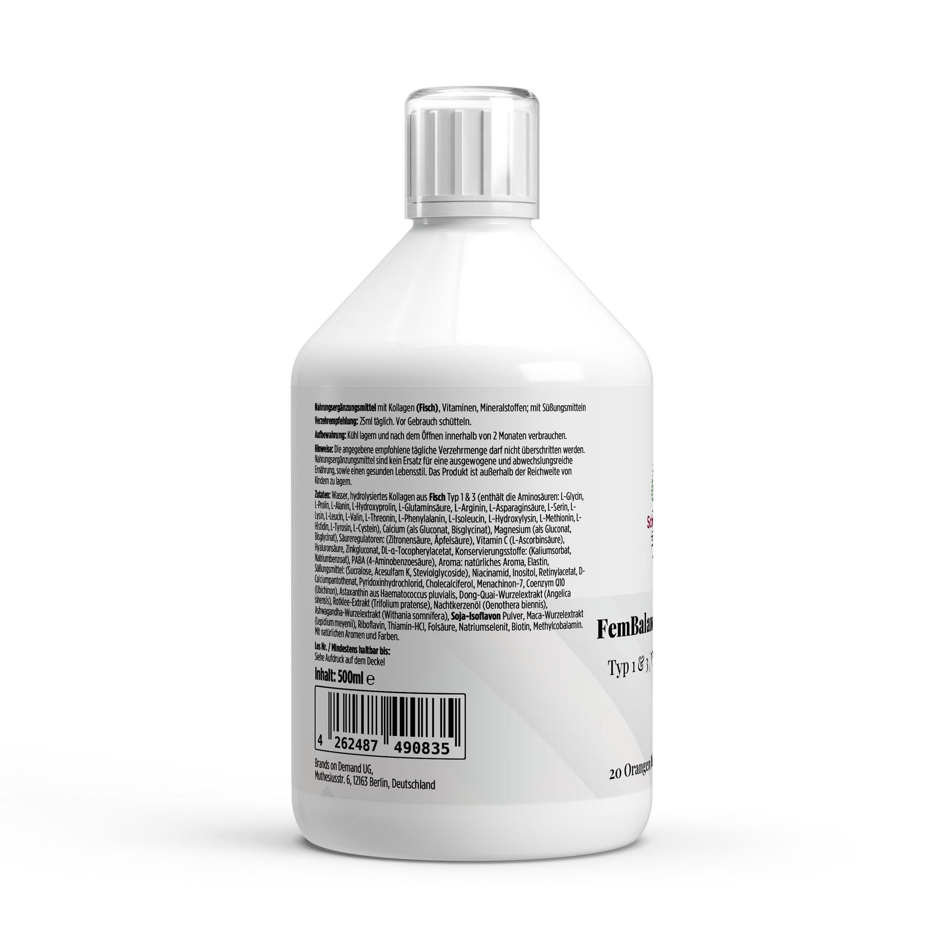 Schwarzwaldglanz FemBalance Shots PLUS+ 500 ml  – Hinweis – hochwertiges Produkt von Schwarzwaldglanz – freigestellt vor neutralem Hintergrund