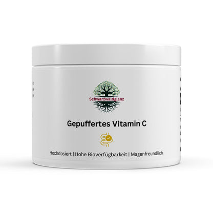 Schwarzwaldglanz Gepuffertes Vitamin C – hochwertig &amp; magenfreundlich – Front – hochwertiges Produkt von Schwarzwaldglanz – freigestellt vor neutralem Hintergrund