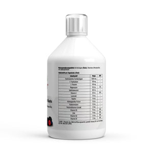 Schwarzwaldglanz Kollagen Night Plus+ Shots – 500 ml | Premium Collagen Drink für Abendroutine & Hautpflege – Etikett – hochwertiges Produkt von Schwarzwaldglanz – Produkt vor weißem Hintergrund