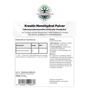 Kreatin Monohydrat Pulver - 1000g Doypack