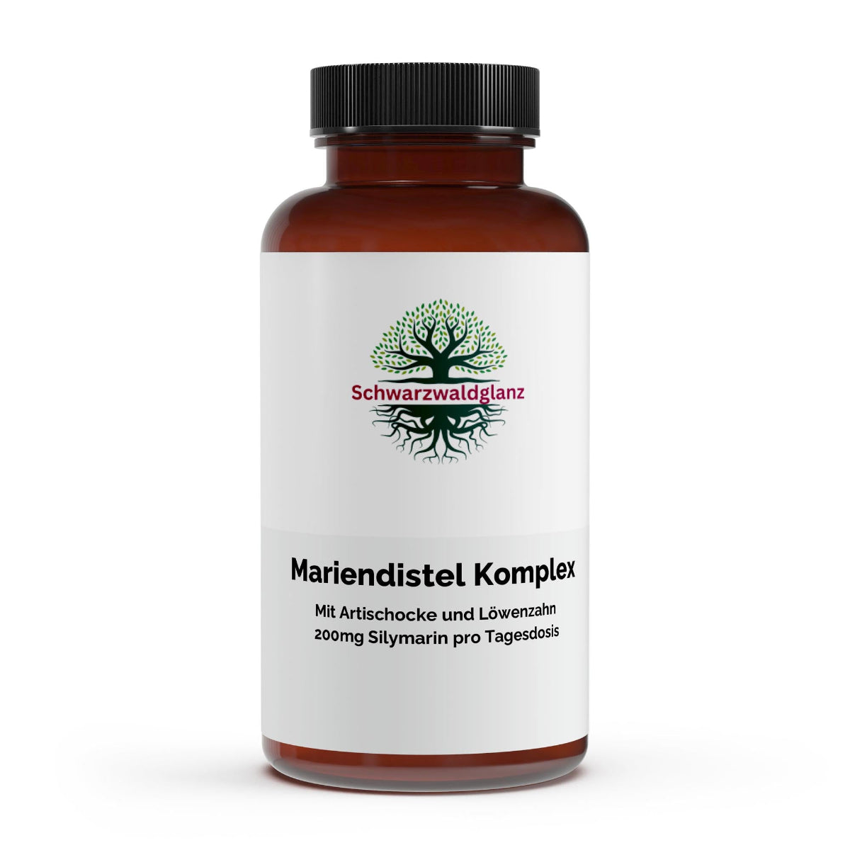 Schwarzwaldglanz Mariendistel Artischocke Löwenzahn Komplex – Leber- & Verdauungsunterstützung – Front – hochwertiges Produkt von Schwarzwaldglanz – Produkt vor weißem Hintergrund