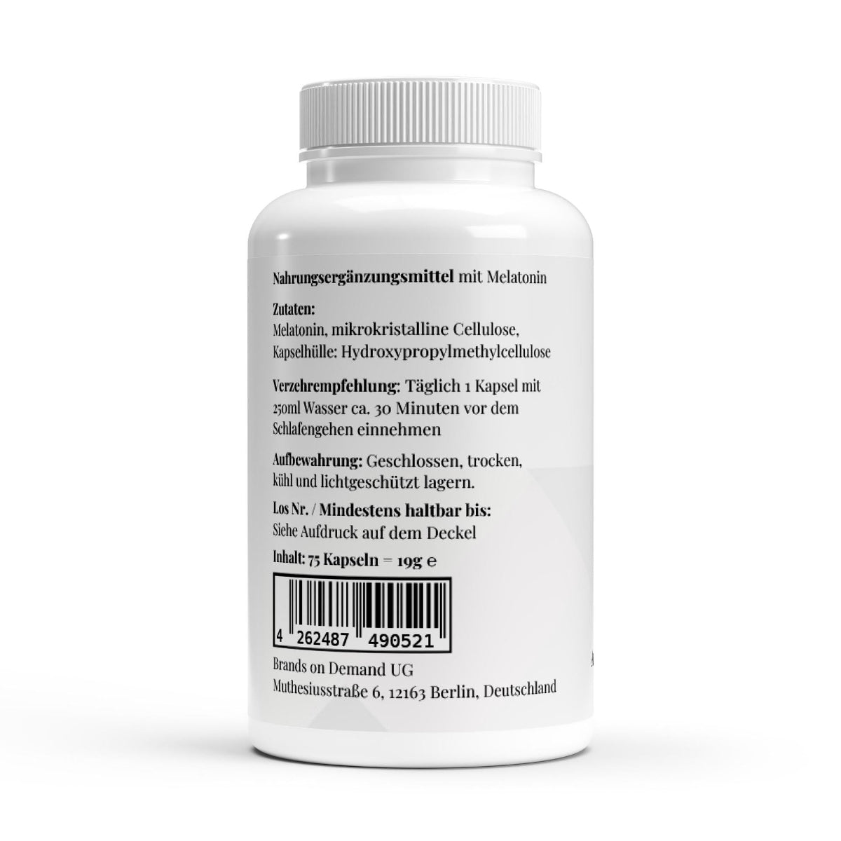 Schwarzwaldglanz Melatonin - 75 Kapseln – Hinweis – hochwertiges Produkt von Schwarzwaldglanz – Produkt vor weißem Hintergrund