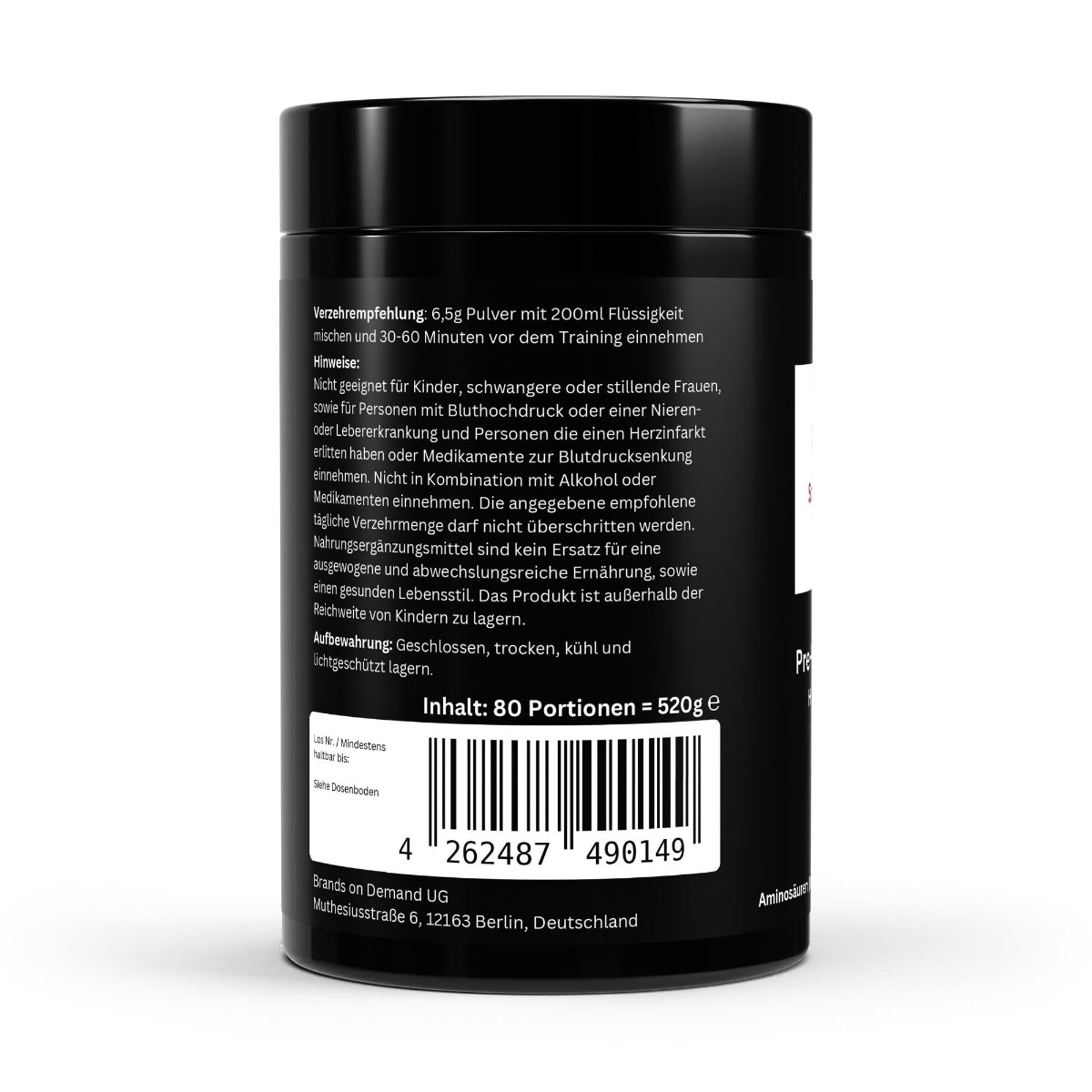 Schwarzwaldglanz Pre-Workout Booster Himbeere – Energie, Fokus & Ausdauer für dein Training – Hinweis – hochwertiges Produkt von Schwarzwaldglanz – Produkt vor weißem Hintergrund