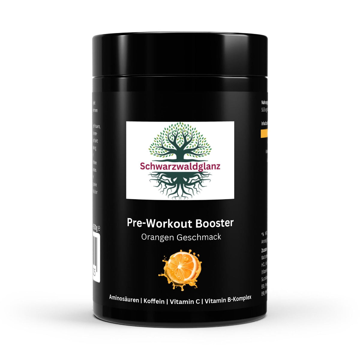 Schwarzwaldglanz Pre-Workout Booster – hochwertig & vielseitig – Front – hochwertiges Produkt von Schwarzwaldglanz – Produkt vor weißem Hintergrund