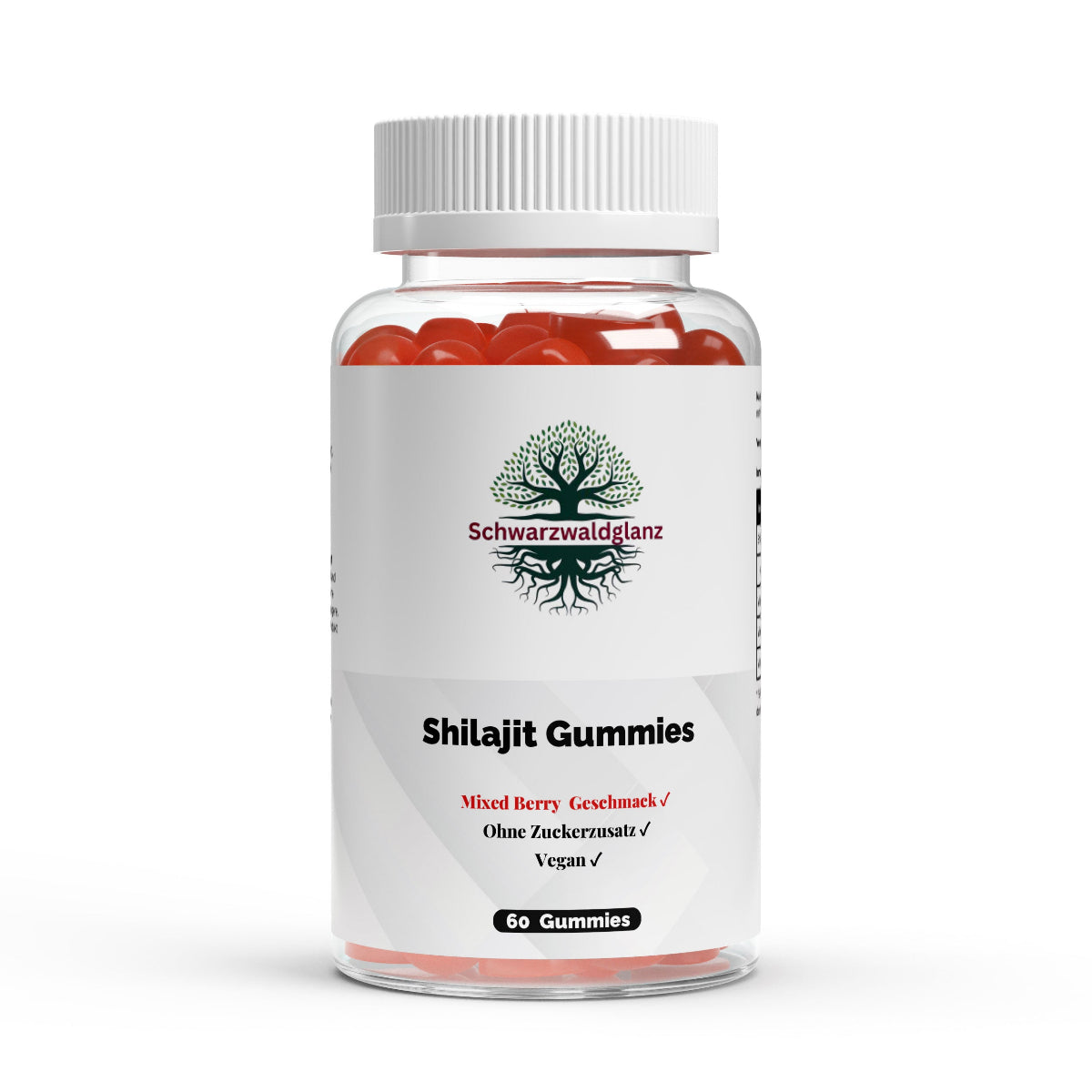 Schwarzwaldglanz Premium Shilajit Gummies 1000 – Front – hochwertiges Produkt von Schwarzwaldglanz – Produkt vor weißem Hintergrund