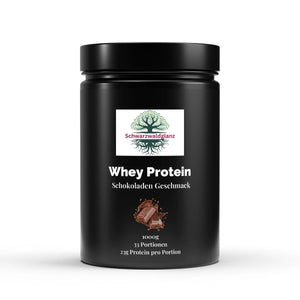 Schwarzwaldglanz Premium Whey Protein Schoko – hochwertig & vielseitig – Front – hochwertiges Produkt von Schwarzwaldglanz – Produkt vor weißem Hintergrund