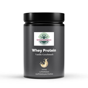 Schwarzwaldglanz Premium Whey Protein Vanille – hochwertig & vielseitig – Front – hochwertiges Produkt von Schwarzwaldglanz – Produkt vor weißem Hintergrund