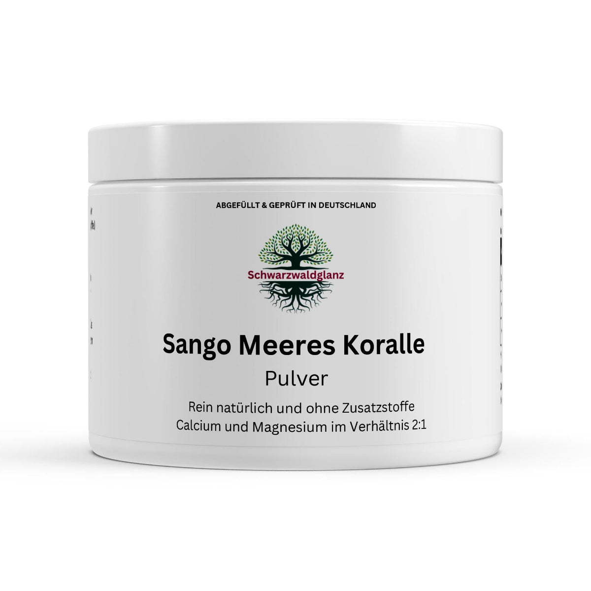 Schwarzwaldglanz Sango Meeres Koralle Pulver – natürlich & vielseitig – Front – hochwertiges Produkt von Schwarzwaldglanz – Produkt vor weißem Hintergrund