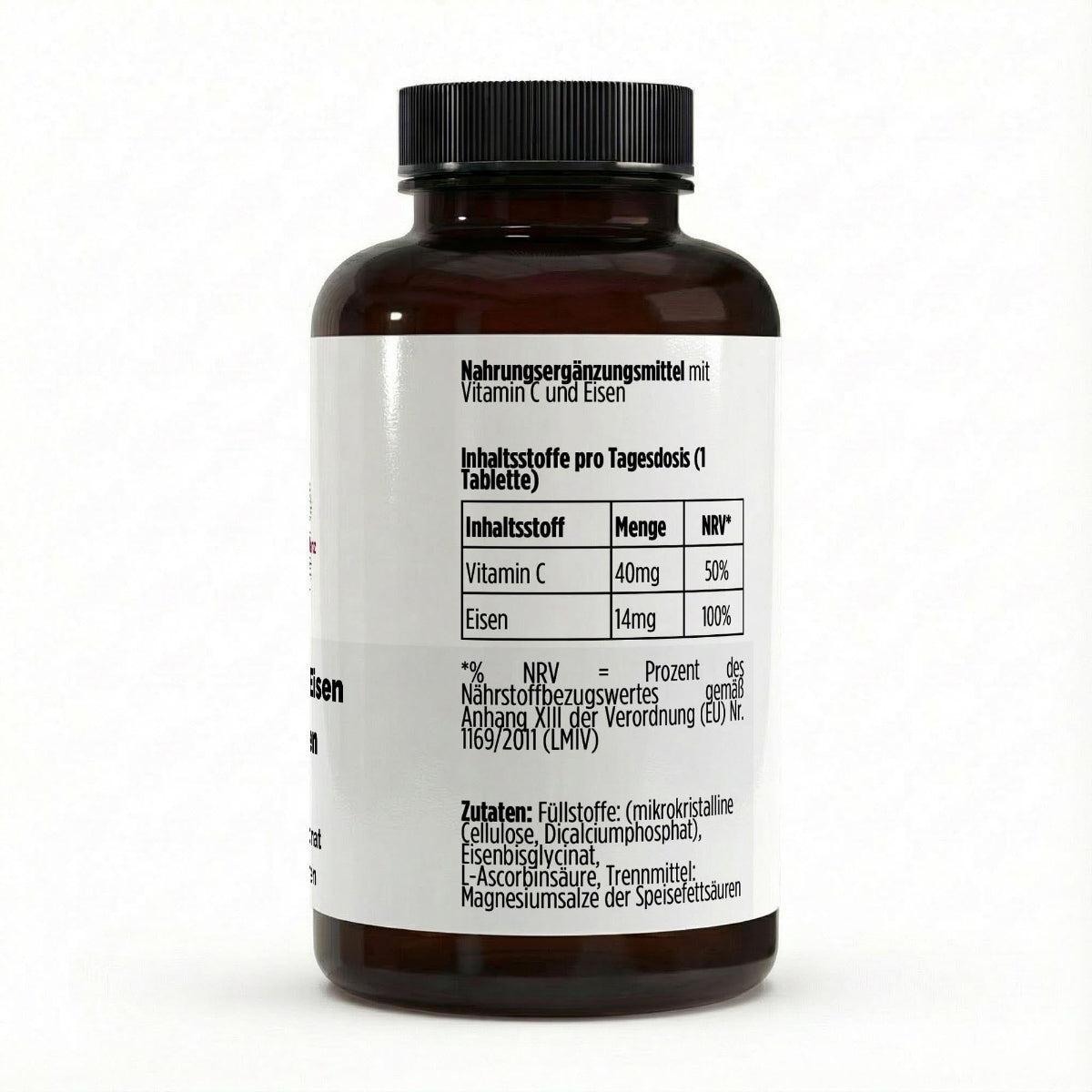 Eisenbisglycinat + Vitamin C – 120 vegane Tabletten|Hinweis