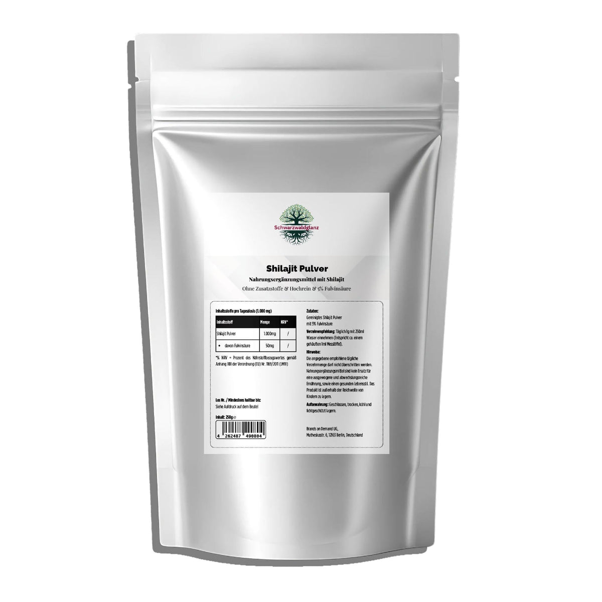 Shilajit Pulver 250 g mit 5 % Fulvinsäure – natürliches Mineralharz von Schwarzwaldglanz