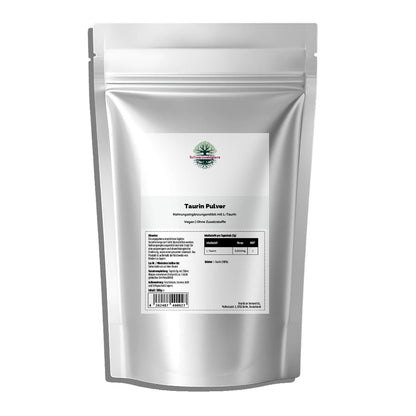 Schwarzwaldglanz Taurin Pulver - 500g Doypack – Front – hochwertiges Produkt von Schwarzwaldglanz – Produkt vor weißem Hintergrund
