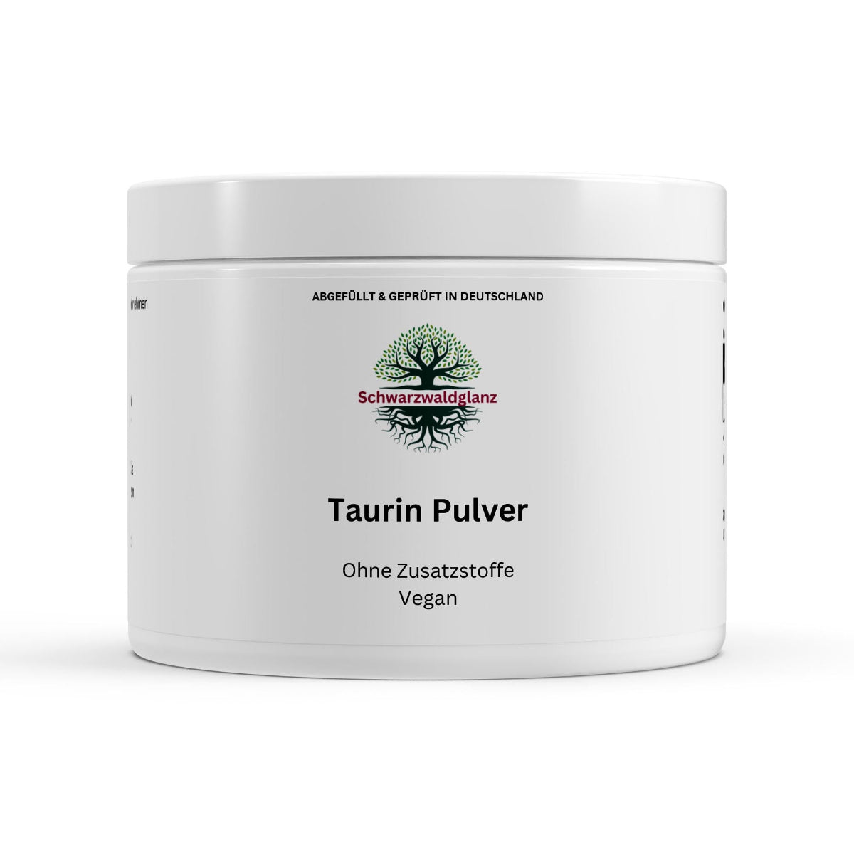 Schwarzwaldglanz Taurin Pulver – rein, vegan & vielseitig einsetzbar – Front – hochwertiges Produkt von Schwarzwaldglanz – Produkt vor weißem Hintergrund