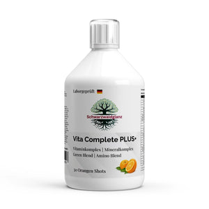 Schwarzwaldglanz Vita Complete PLUS+ – Vegane Multivitamin Shots mit Pflanzenpower & Aminos – Front – hochwertiges Produkt von Schwarzwaldglanz – Produkt vor weißem Hintergrund