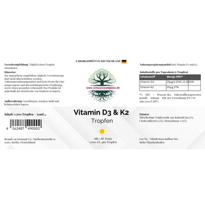 Vitamin D3 + K2 - 1.700 Tropfen (1.000 I.E.) - 50ml