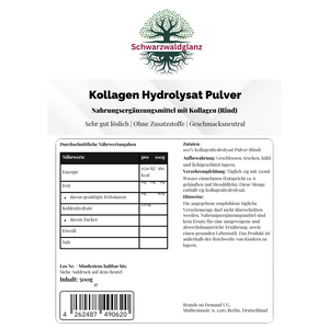 Kollagen Hydrolysat Pulver - 500g Doypack Schwarzwaldglanz