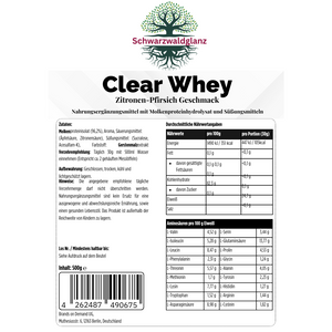 Clear Whey Protein Eistee Pfirsich - 500g Schwarzwaldglanz